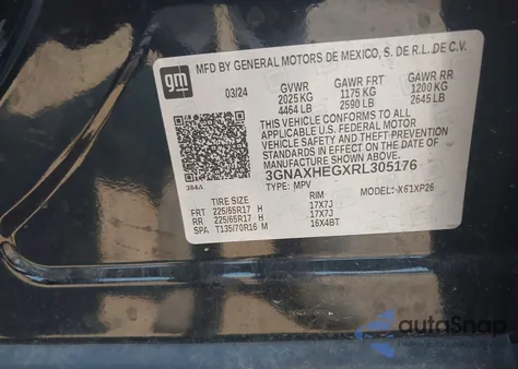 2024 Chevrolet Equinox Fwd Ls from USA, damaged, VIN 3GNAXHEGXRL305176